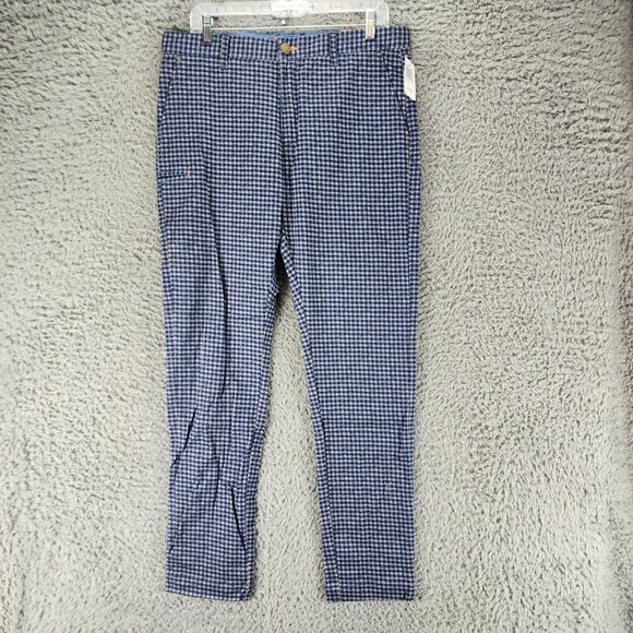 Tallia Pants Mens 32x32 Blue Plaid Stretch Mid Rise  *NWT* - Picture 1 of 13